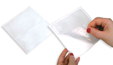 self adhesive cd-dvd sleeve (envelope), plastic, sticker, transparent or semi transparent